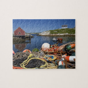 Puzzle Trampas para langostas, boyas y cuerdas en el muel