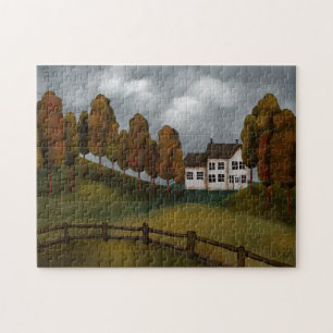 Puzzle Tranquila escena campestre Saltbox House Hills Tre