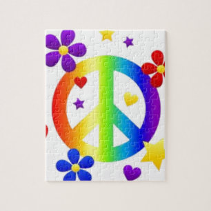 PUZZLE TRANQUILIDAD AMOR DE PAZ TIE DYE HIPPIE SYMBOL