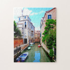 Puzzle Tranquilo Canal de Venecia, escena italiana, Itali