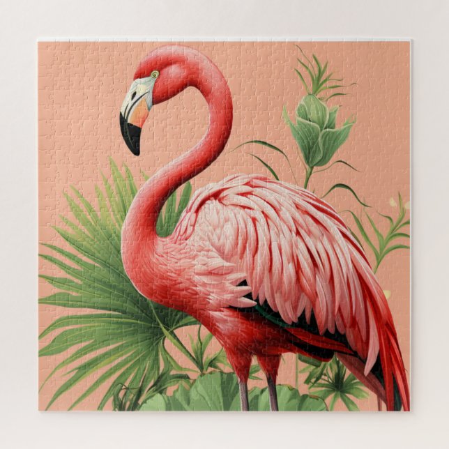 Puzzle Tranquilo Paraíso de Flamingo 🌴 🦩 (Vertical)