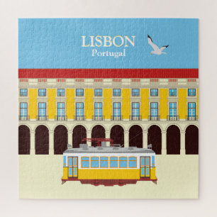 Puzzle Tranvía amarillo vintage estilo Lisboa