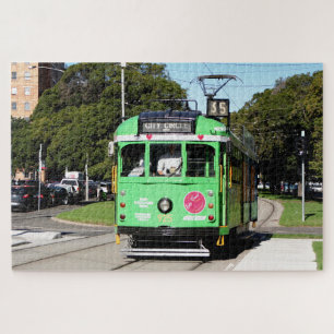 Puzzle Tranvía verde de la ciudad de Melbourne, Victoria,