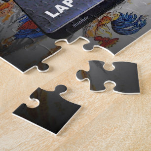 Puzzle Traslape el gato en un ordenador portátil o haga