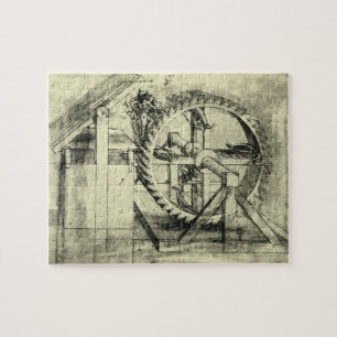 Puzzle Treadmill Powered Crossbow por Leonardo da Vinci