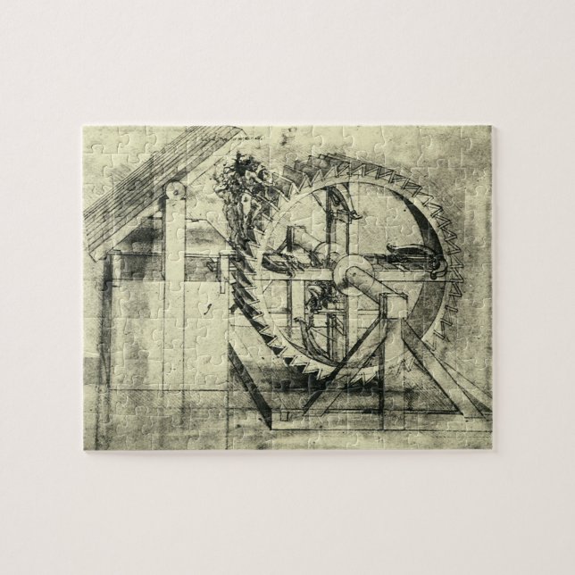 Puzzle Treadmill Powered Crossbow por Leonardo da Vinci (Horizontal)