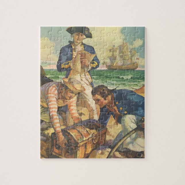 Puzzle Treasure Island, Vintage Fairy Tale Pirates (Vertical)