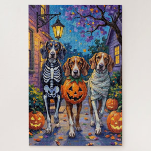 Puzzle Treeing Walker Coonhound con disfraces de Hallowee