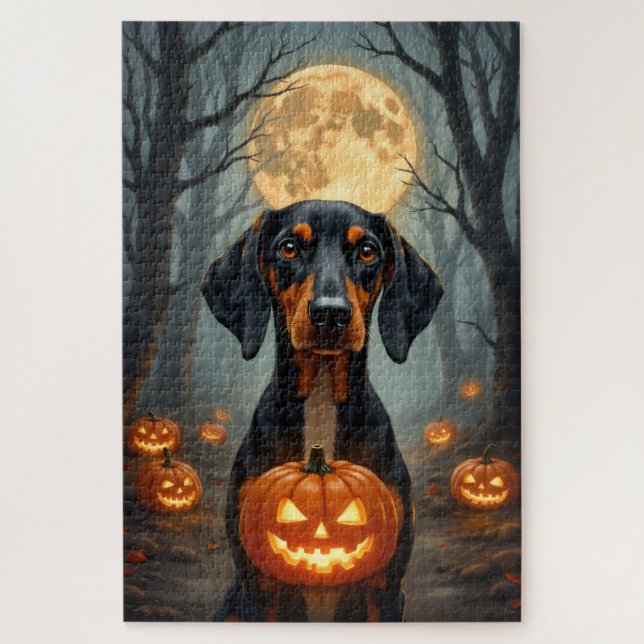 Puzzle Treeing Walker Coonhound Embrujado Halloween  (Vertical)