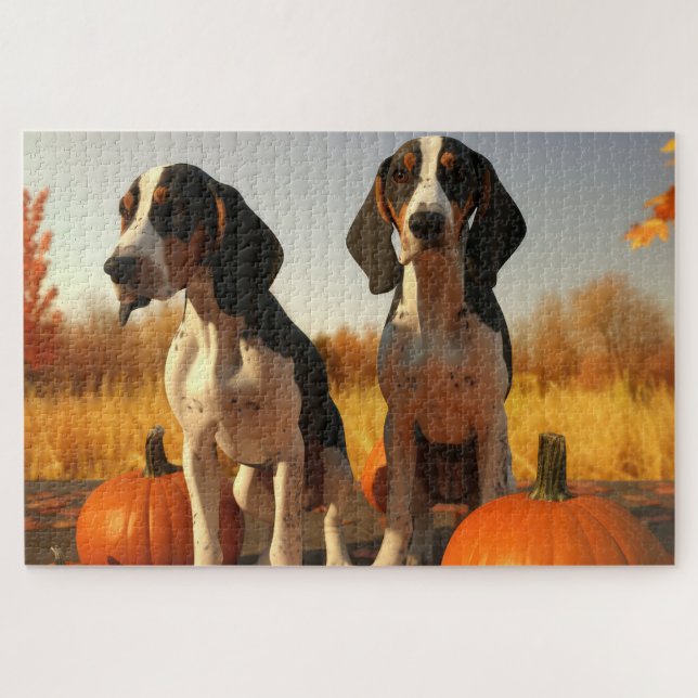 Puzzle Trek Walker Coonhound Puppy Autumn Calabaza (Horizontal)