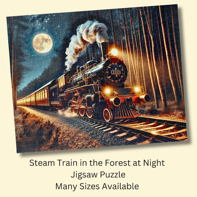 Puzzle Tren al vapor en el bosque de noche (Subido por el creador)