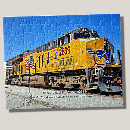 Puzzle Tren de locomotora diesel amarillo - Añadir nombre