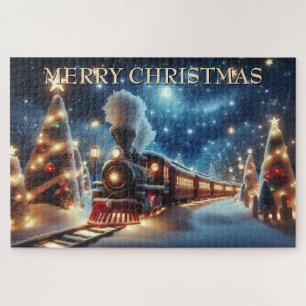 Puzzle Tren de Navidad Bajo el Cielo Estrellado a la Luz 