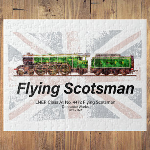 Puzzle Tren de vapor de Escocia volante Locomotora ingles