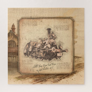 Puzzle Tren de vapor vintage / Locomotora Art. Regalo de