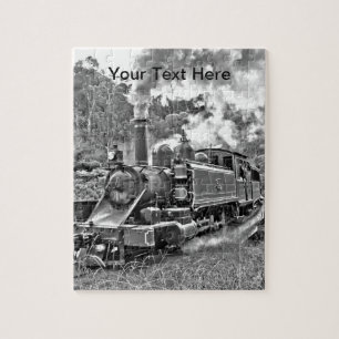 Puzzle Tren del vapor del indicador estrecho blanco y