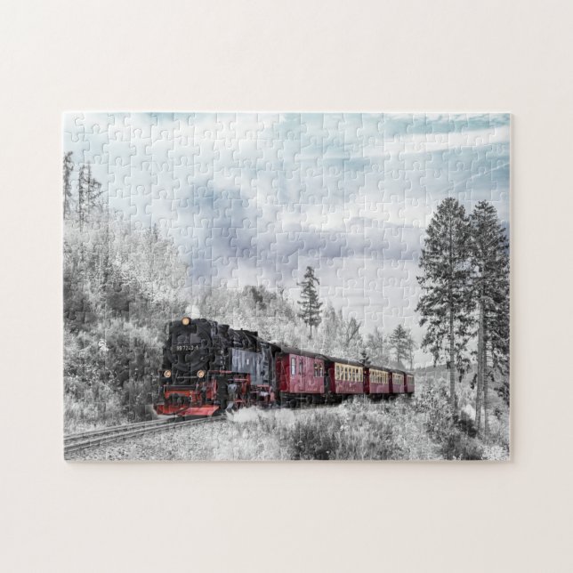 Puzzle Tren en invierno (Horizontal)