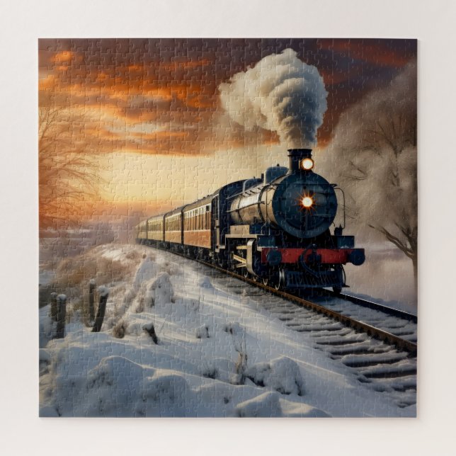 Puzzle Tren en la noche de invierno (Vertical)