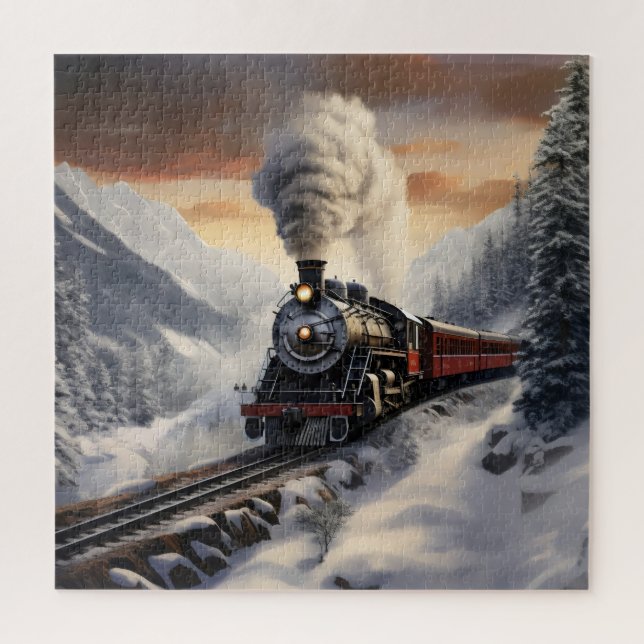 Puzzle Tren en las montañas Snowy (Vertical)