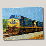 Puzzle Tren ferroviario de la locomotora CSX amarillo azu<br><div class="desc">Rompecabezas del Loco CSX - ver mi tienda para más grandes regalos de tren</div>