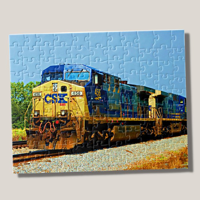 Puzzle Tren ferroviario de la locomotora CSX amarillo azu (Subido por el creador)