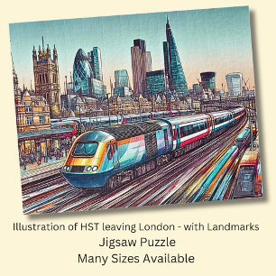 Puzzle Tren HST sale de Londres + Ilustracion de monument
