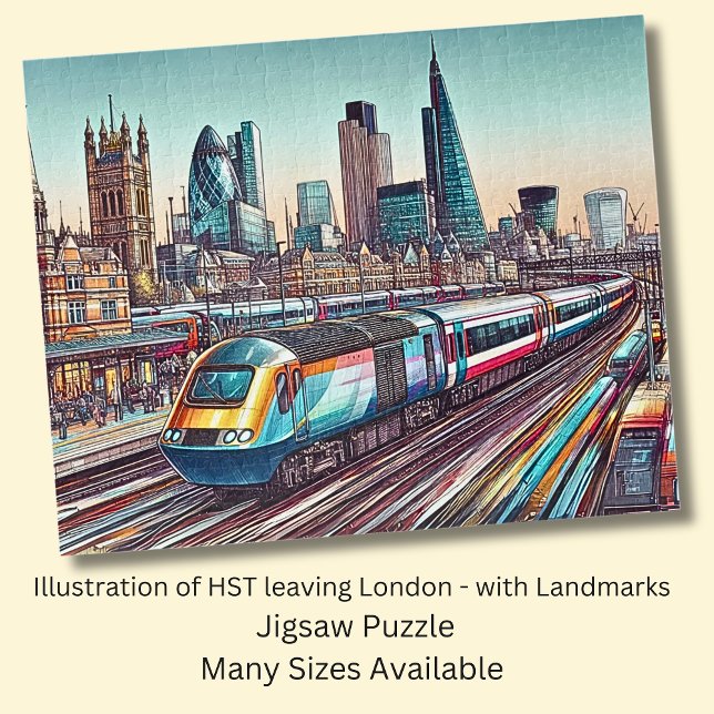 Puzzle Tren HST sale de Londres + Ilustracion de monument (Subido por el creador)