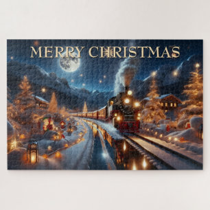 Puzzle Tren mágico de Navidad invernal nevado