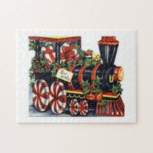 Puzzle tren vintage navideño