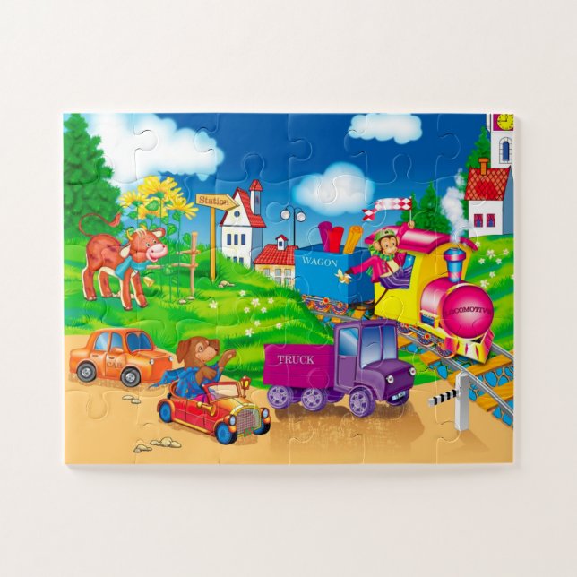 Puzzle tren y coche (Horizontal)