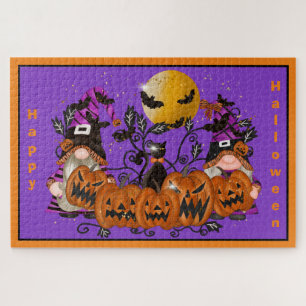 Puzzle Trendy Happy Halloween Purple Gnome