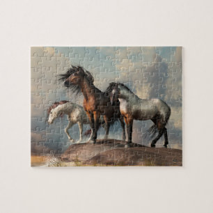 Puzzle Tres caballos en la playa