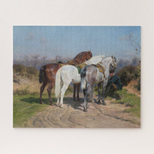 Puzzle Tres caballos sementales (por Rosa Bonheur)