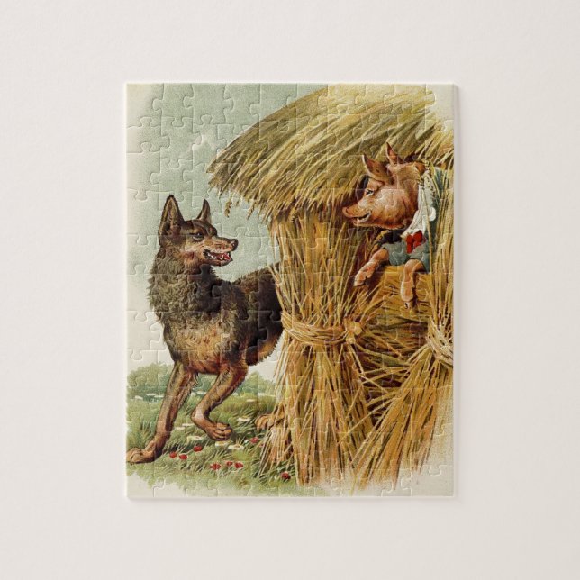 Puzzle Tres Cerditos Gran Lobo Malo, Historia De Hadas Vi (Vertical)