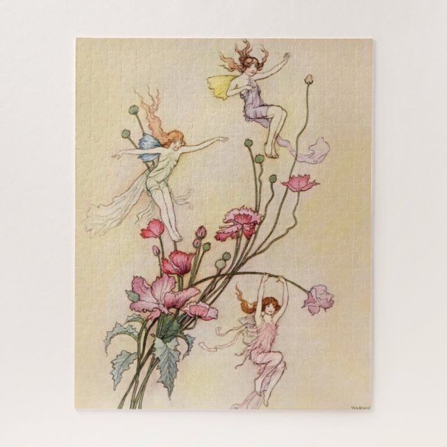 Puzzle “Tres Espíritus Locos de Alegría” de Warwick Goble (Vertical)