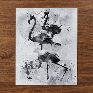 Puzzle Tres Flamencos Acuarela en Blanco y Negro