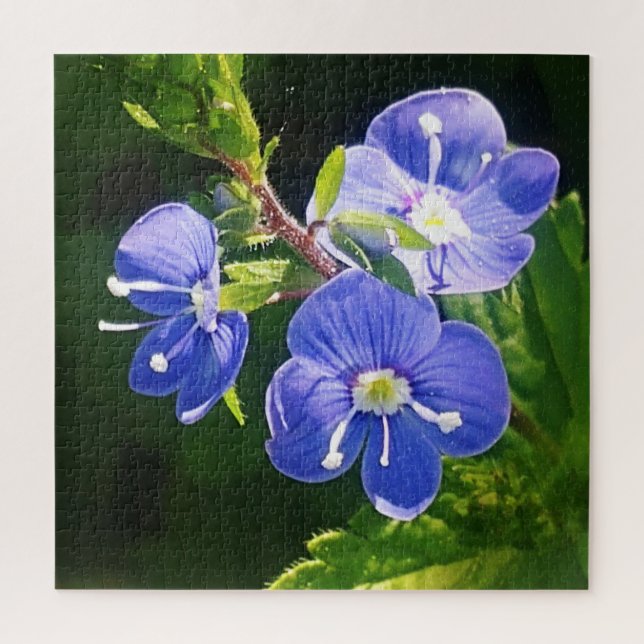 Puzzle Tres flores azules  (Vertical)