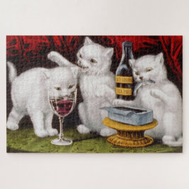 Puzzle Tres gatitos felices en la fiesta