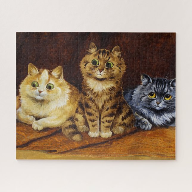 Puzzle Tres gatos en una alfombra persa por Louis Wain (Horizontal)
