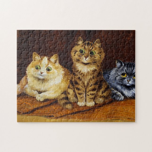 Puzzle Tres gatos en una alfombra persa por Louis Wain (Horizontal)