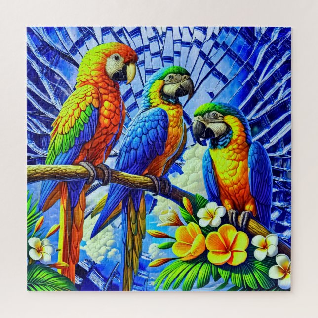 Puzzle Tres hermosos loros (Vertical)
