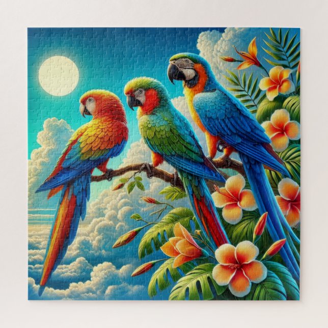 Puzzle Tres hermosos loros (Vertical)