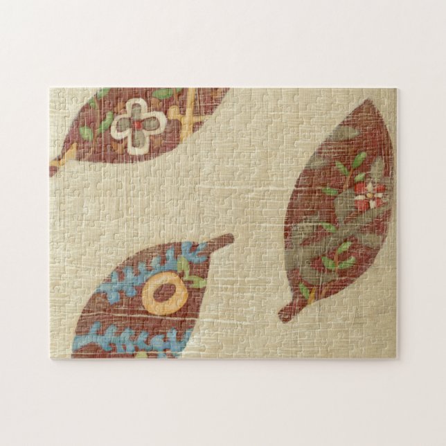 Puzzle Tres hojas sobre fondo de textura lineal (Horizontal)