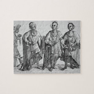 Puzzle Tres jefes cherokees americanos, 1762 (grabado)