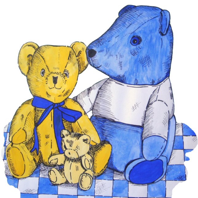 Puzzle tres lindos teddies en ropa de picnic para niños (Subido por el creador)