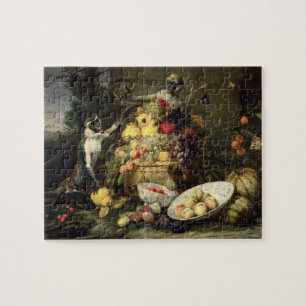 Puzzle Tres monos que roban la fruta (aceite en lona)