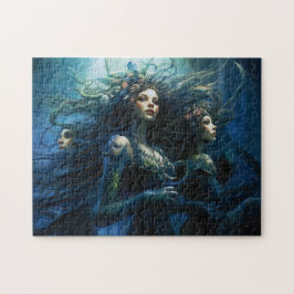 Puzzle Tres ninfas marinas en pintura de fantasía con esp