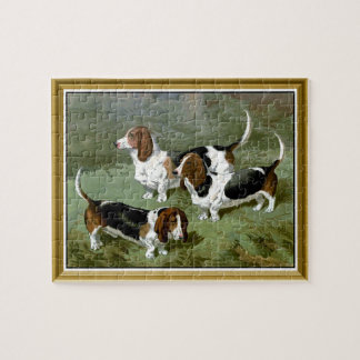 Puzzle Tres perros de hebilla basset