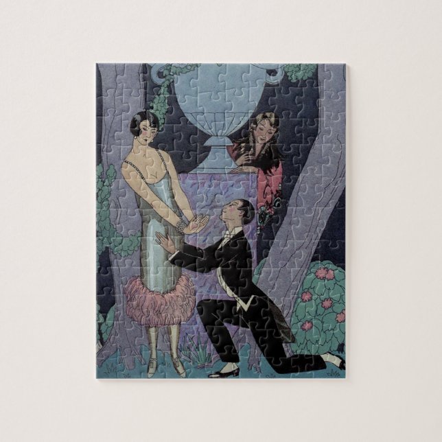 Puzzle Triángulo de amor del claro de luna del art déco (Vertical)