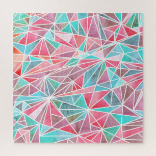 Puzzle Triángulos acuáticos, mosaico de verano brillante.